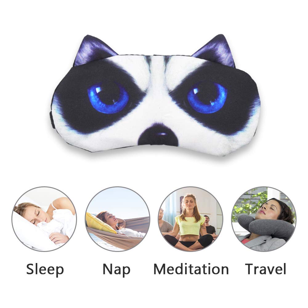 HYCLES Sleep Mask for Kids Sleeping Eye Cover Cute Cartoon Animal Funny 3 Pcs Blindfold Eyeshade for Men Women Plane Travel Game Nap Night Sleeping