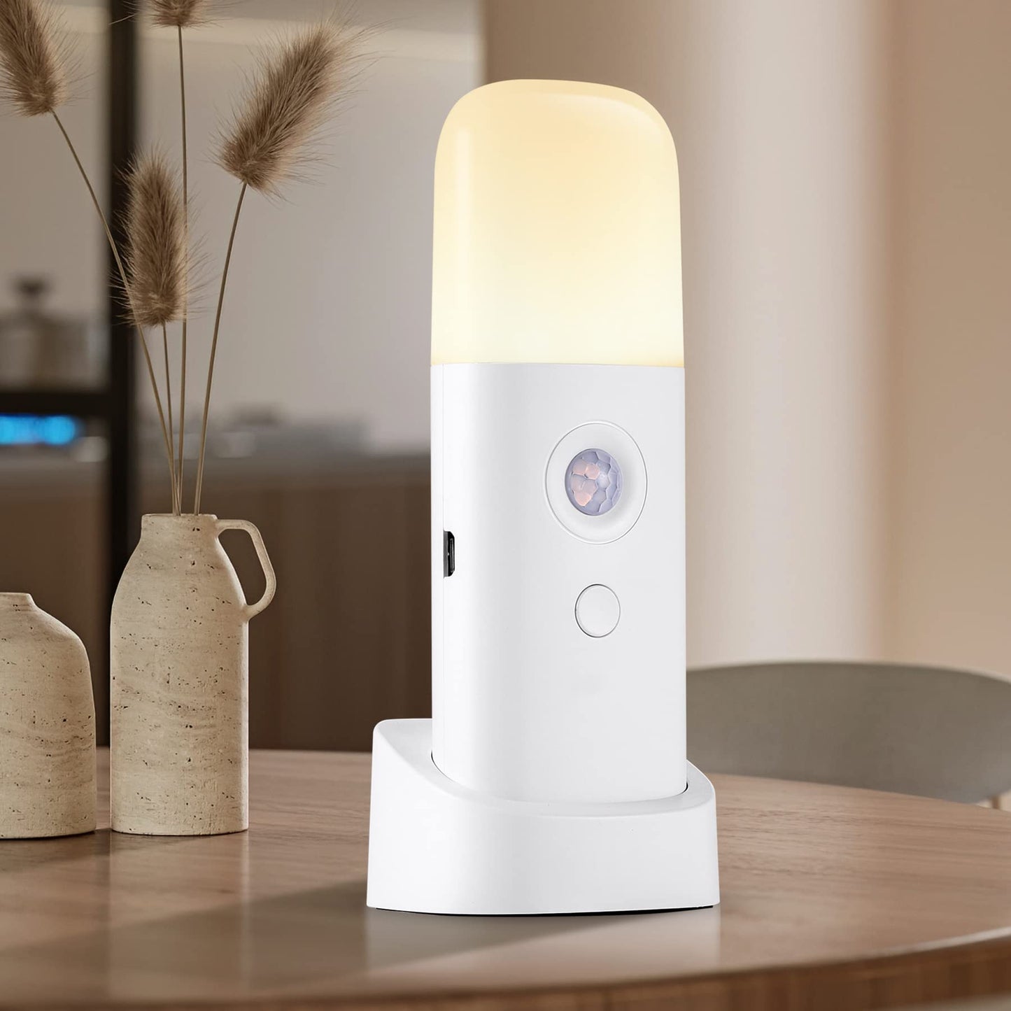 CREWEEL Rechargeable Motion Sensor Night Light, Dimmable, Battery Operated, Cool White, Two Pack, Model Cold02