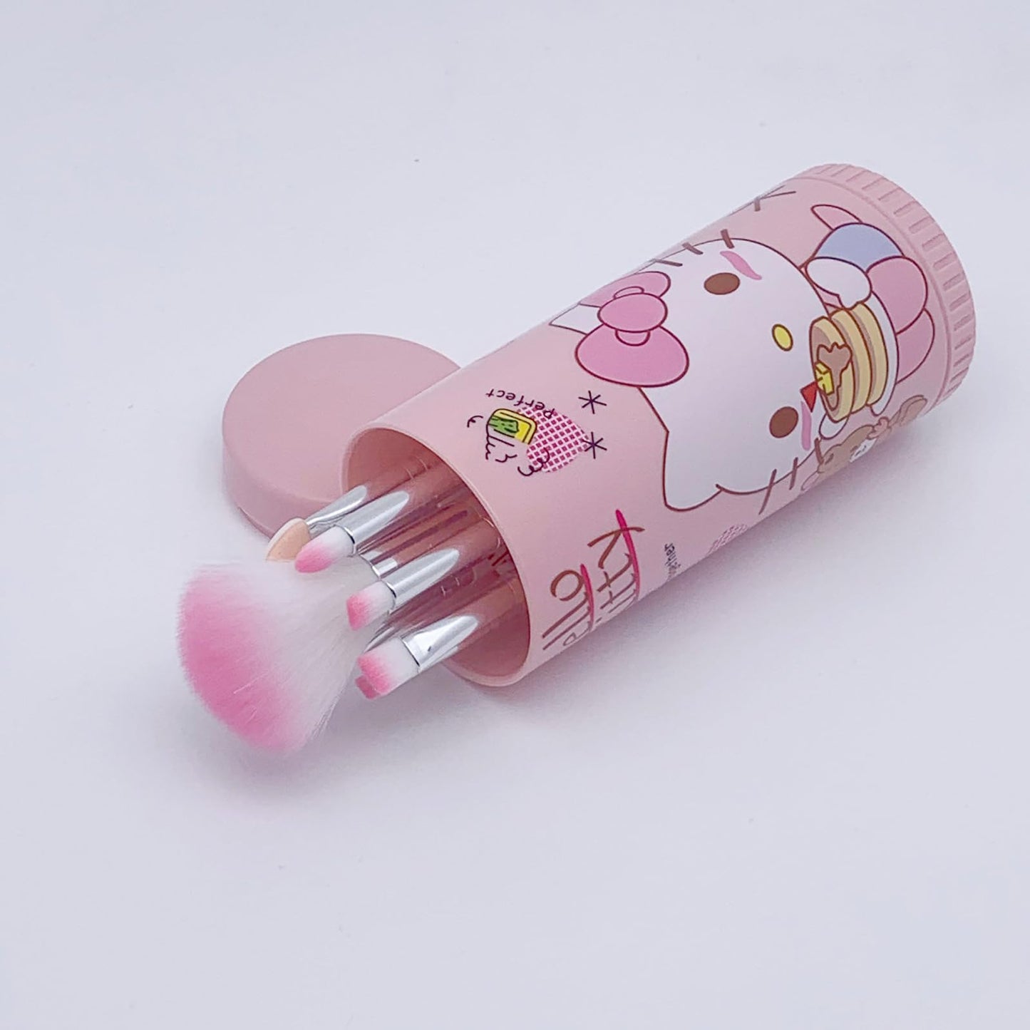 Cute Makeup Brush Set, 8 Pcs Pink Makeup Brushes and Makeup Brush Holder, Eyeshadow Lip Gloss Cosmetic Brushes Kit for Girls (Pi