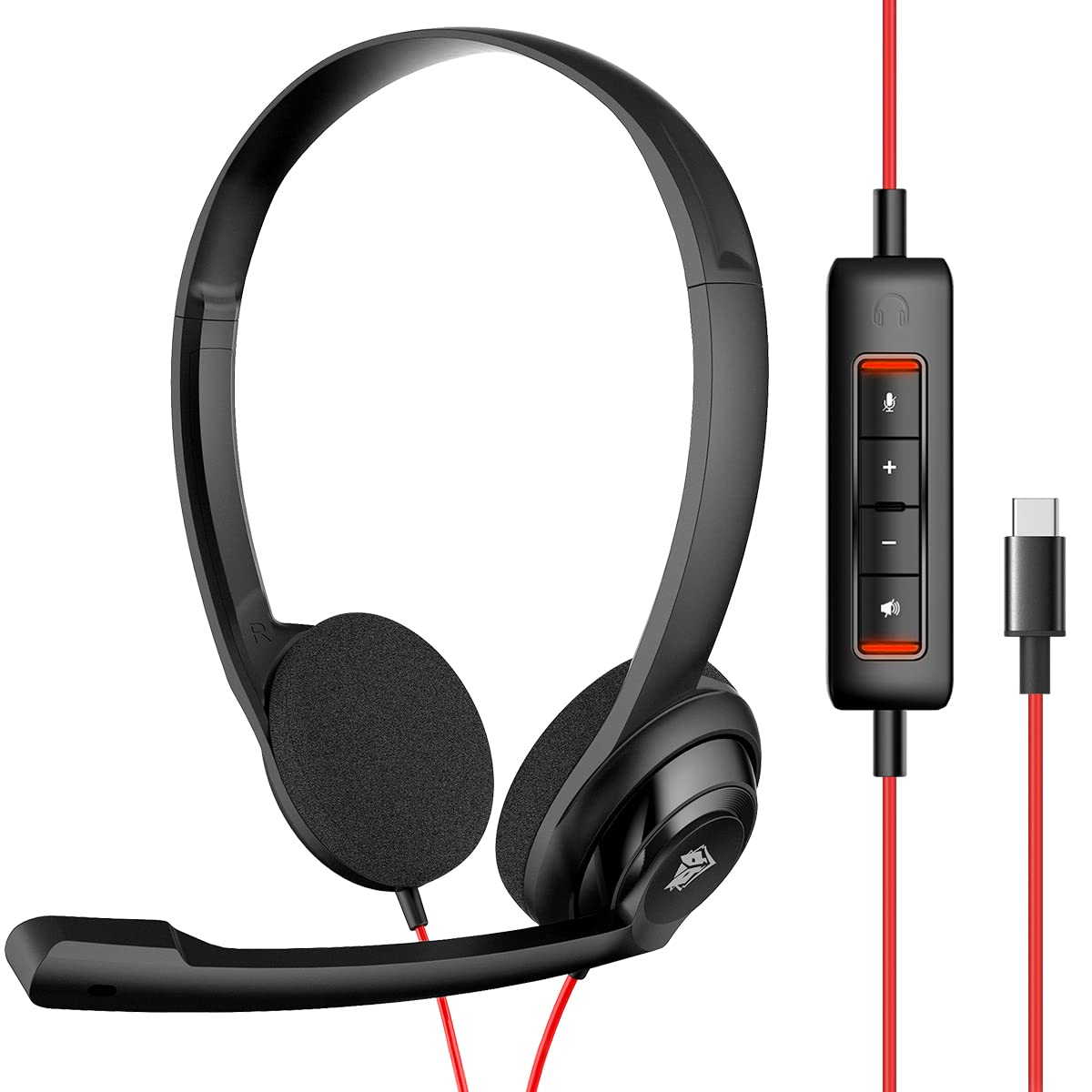 NUBWO USB C Headset with Mic for Laptop, Phone,Headphones with Noise Cancelling Microphone for Computer, On-Ear Wired Office Cal