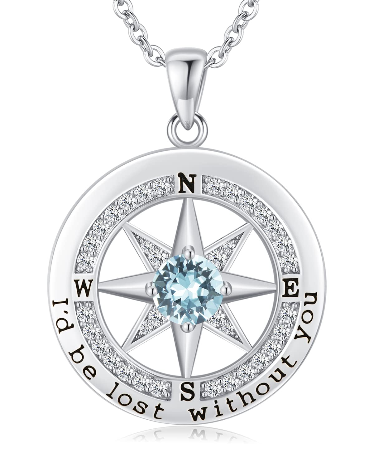S925 Sterling Silver Necklace for Wife, Anniversary Year Gifts for Wife Compass Jewelry, Birthday Gift Ideas for Her Girlfriend