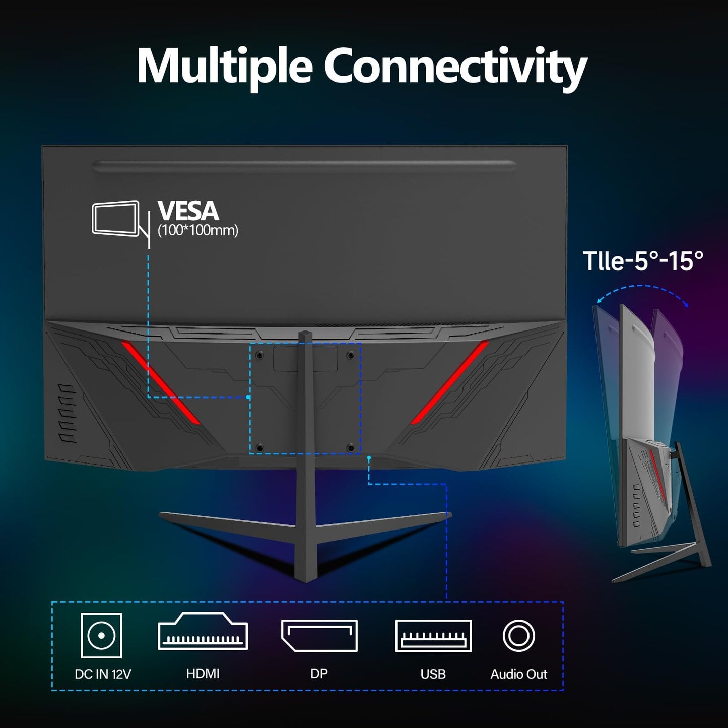 ZZA 32 Inch Monitor,1440p,2K 165Hz, 1ms Response Time,Computer Monitor FreeSync & G-Sync, HDR10, 122% sRGB Coverage, DP/HDMI, PC Monitor VESA Mount Compatible