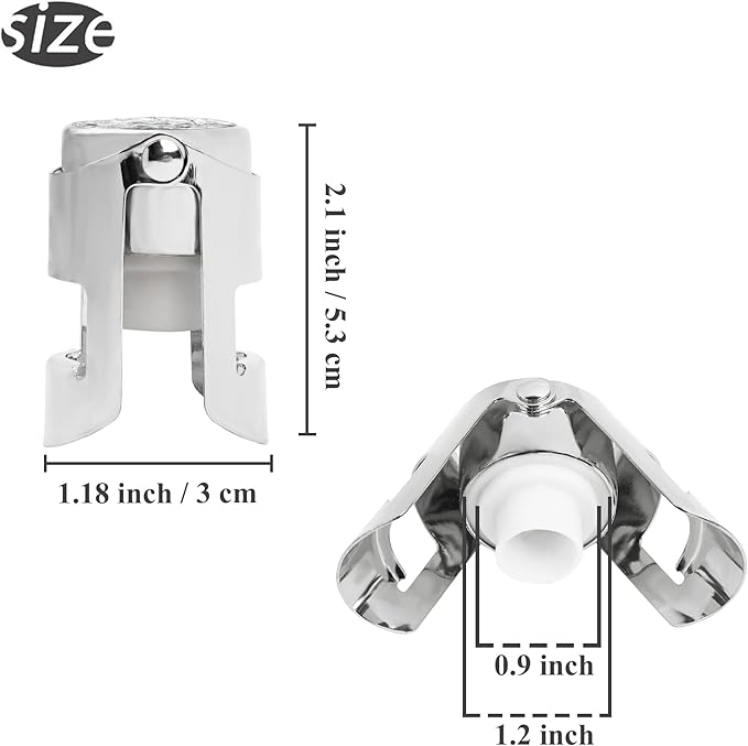 LIZIMANDU Champagne Stopper, Stainless Steel Bottle Plug Sealer for Sparkling Wine, Superior Leak,keeps Wine, Champagne, Prosecco, Cava, and Sparkling Wine fresh longer(1-Bling Silver)
