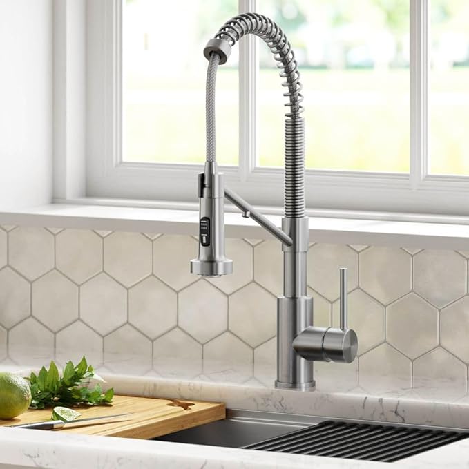 KRAUS Bolden 2-in-1 Commercial Style Pull-Down Single Handle Water Filter Kitchen Faucet for Reverse Osmosis or Water Filtration System in Spot Free Stainless Steel, KFF-1610SFS