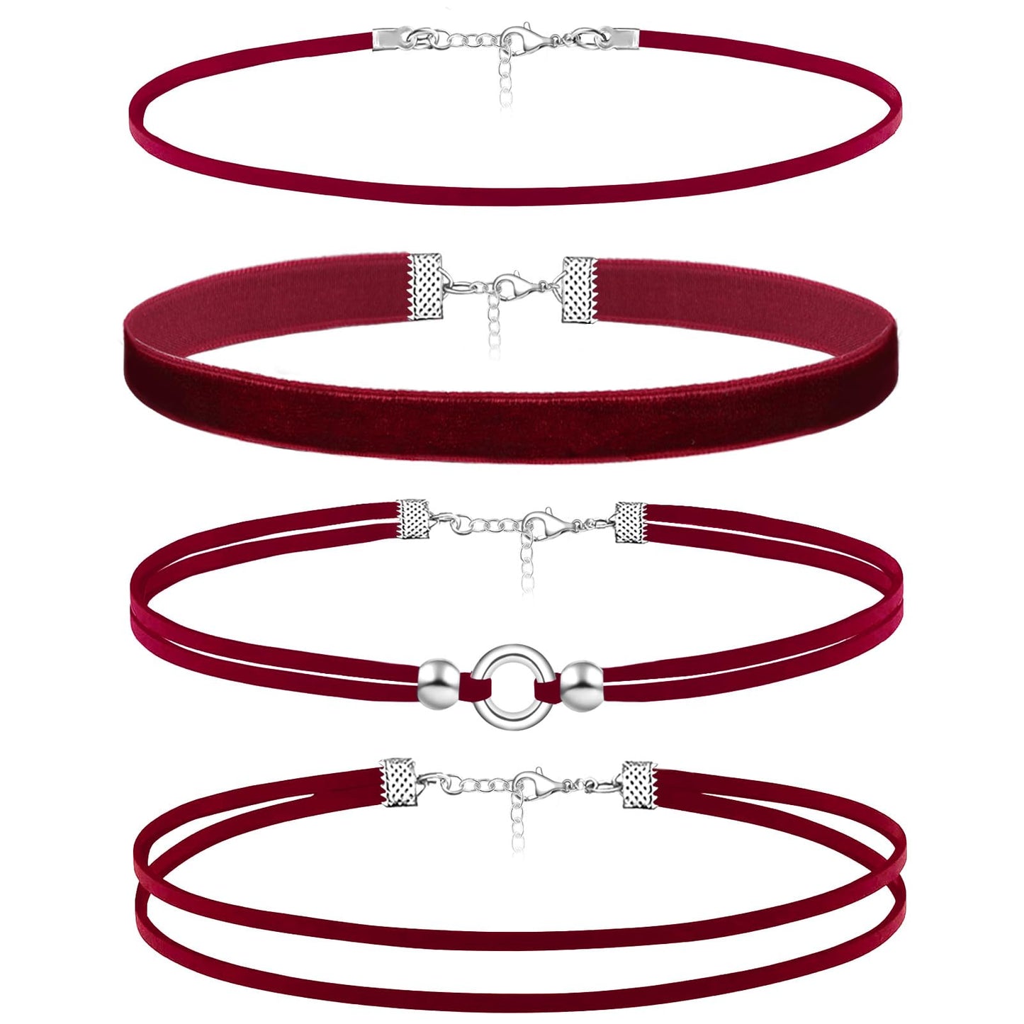 Palotay Red Velvet Choker Necklace for Women Gothic Halloween Cosplay Red Chokers Necklace Accessories Adjustable Costume Gifts-
