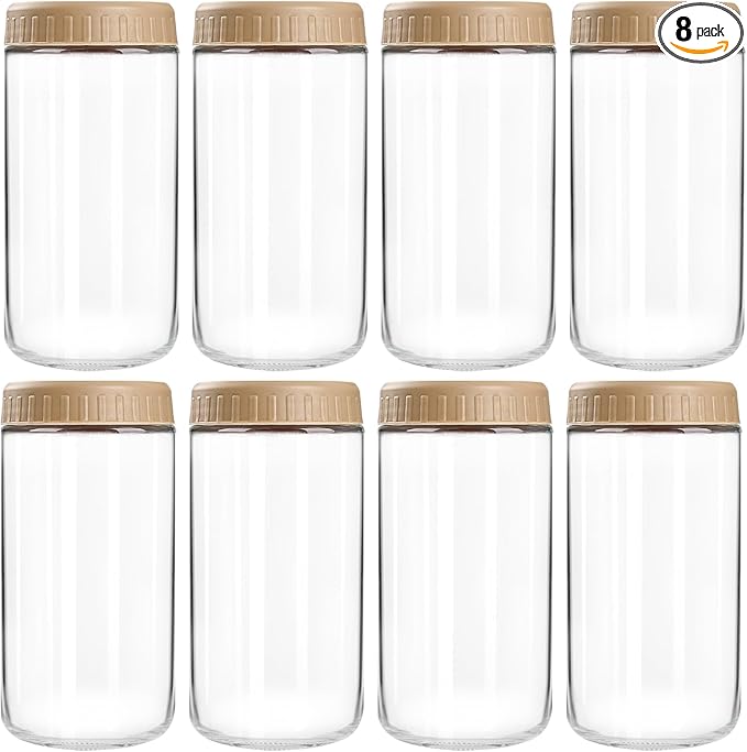 Overnight Oats Containers with Lids, 24oz Glass Jars with Lids 8 pcs, Taffy, Wide Mouth Mason jars for Salad, Yogurt, Snacks, Meal Prep
