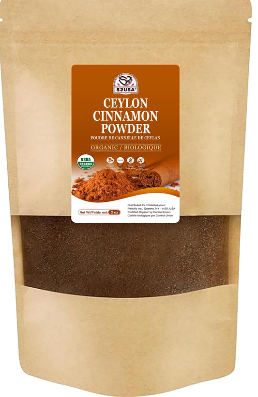 52USA Organic Ceylon Cinnamon Powder  2oz | True Cinnamon from Sri Lanka  Non-GMO  Gluten-Free  Freshly Packed for Baking  Cooking & Beverages