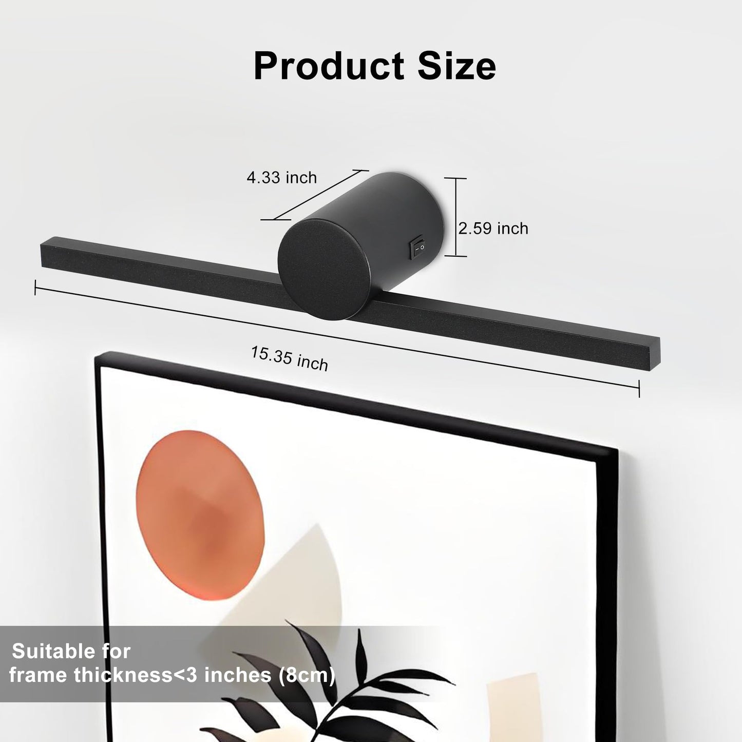 Zitostory Battery Operated Picture Light With Remote Wireless Dimmable Art Lights For discomfort-reducingtings Rechargeable Gallery Light Artwork Lighting For Canvas  Portrait (Black 16 Inch)