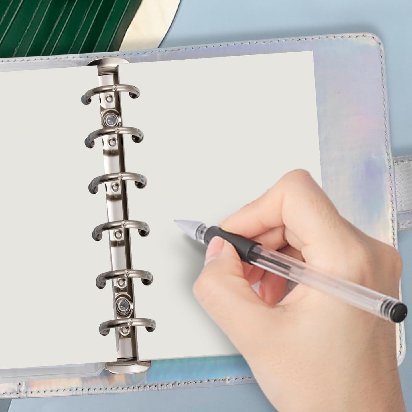 Harphia A7 6 Holes Binder Refill Value Set, 90sheets Plain Blank Loose Leaf Paper with Stickers and dividers, Planner Inserts with Binder Pockets for A7 Binder 6 Holes refillable Notebook,005dA7blank