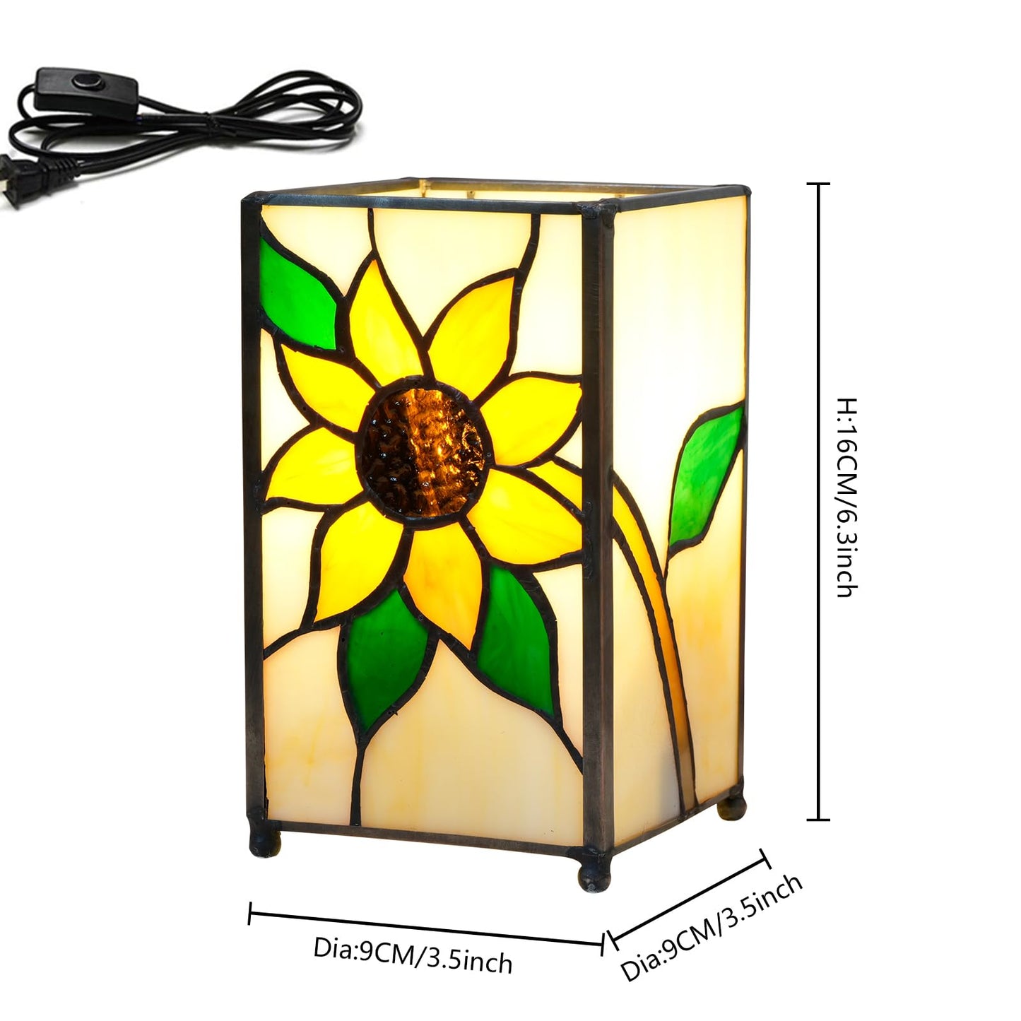 Kiphepi Tiffany Lamp Stained Glass Lamp Small Bedside Table Lamps For Living Room Home Decor Girls Women Birthday Christmas Thanksgiving Day Gift Sunflower