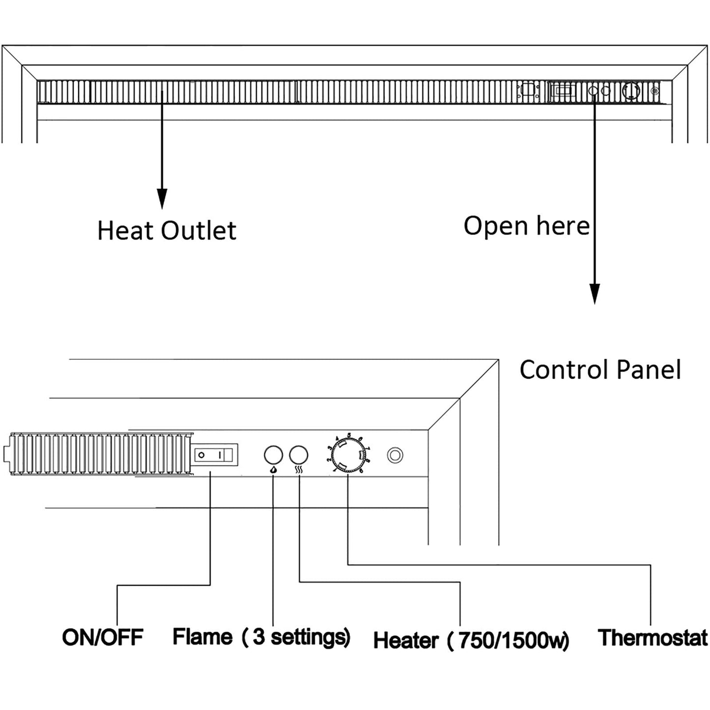Richflame 33 Inches, Edward Electric Fireplace Insert With Fire Crackling Sound, Weathered Concrete Interior, Remote Control, 75