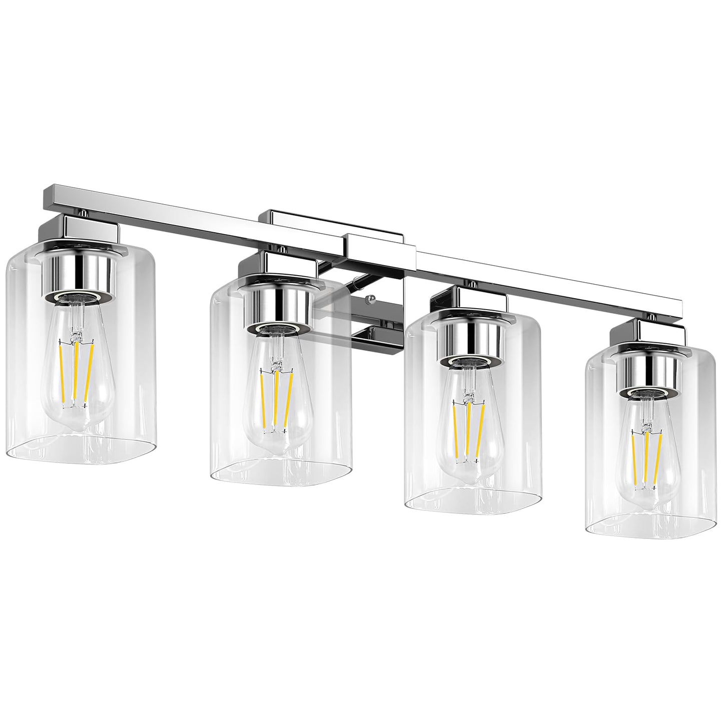 Beslowe 4-Light Bathroom Light Fixtures  Modern Chrome Bathroom Vanity Light  Bathroom Lighting Fixtures Over Mirror  Matte Chrome Bathrom Wall Lamp  Wall Lights For Living Room Bedroom Hallway