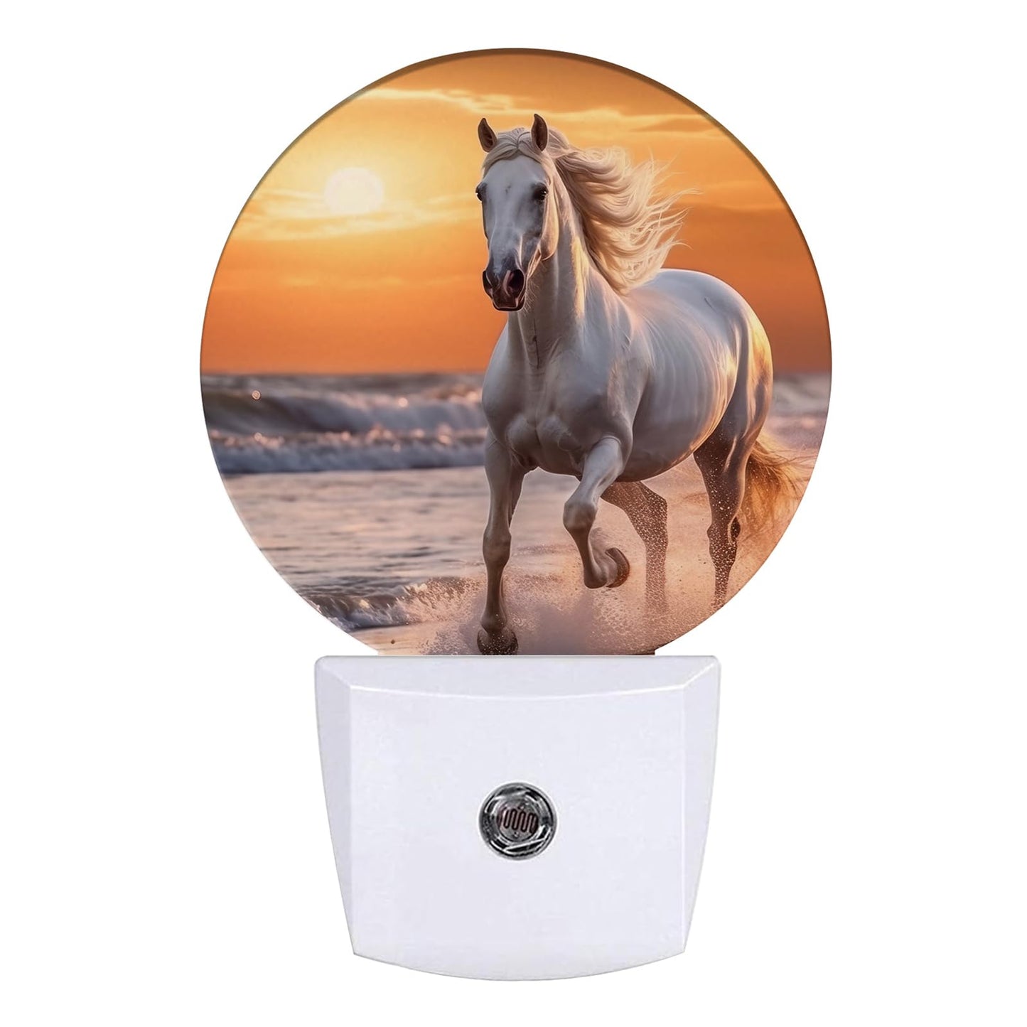 Gantinir Running Horse Night Light Sunset Night Lights Led Lamp Round Plug Into Wall Nightlight With Dusk To Dawn Sensor Home Hallway Stairway Kitchen Decor