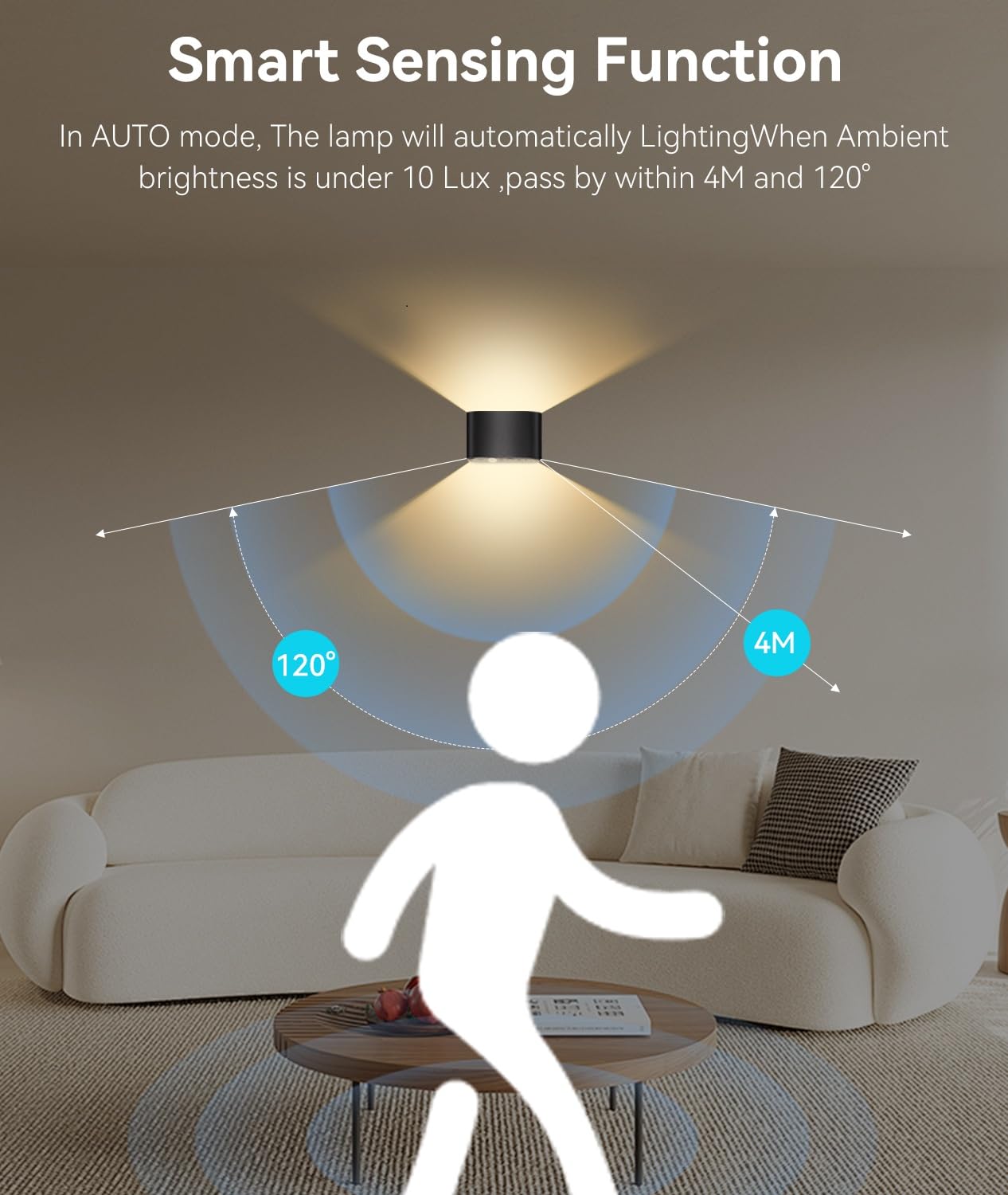 LOLEDS Motion Sensor Wall Sconces, Rechargeable LED Light with Remote, Dimmable 3 Color, 4PCS-Black, Model MD-KL-4PCS-BK