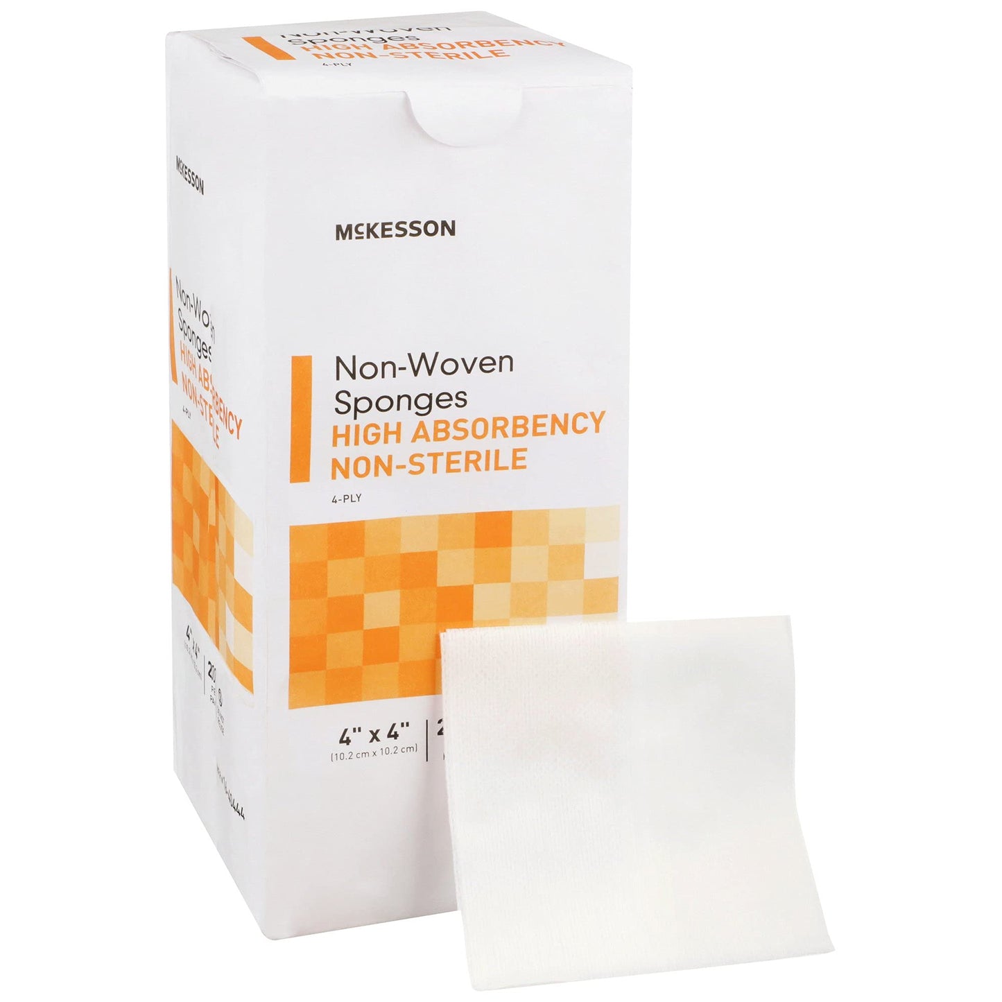 McKesson Non-Woven Sponges, Non-Sterile, 4-Ply, High Absorbency, Polyester/Rayon, 4 in x 4 in, 200 per Pack, 1 Pack