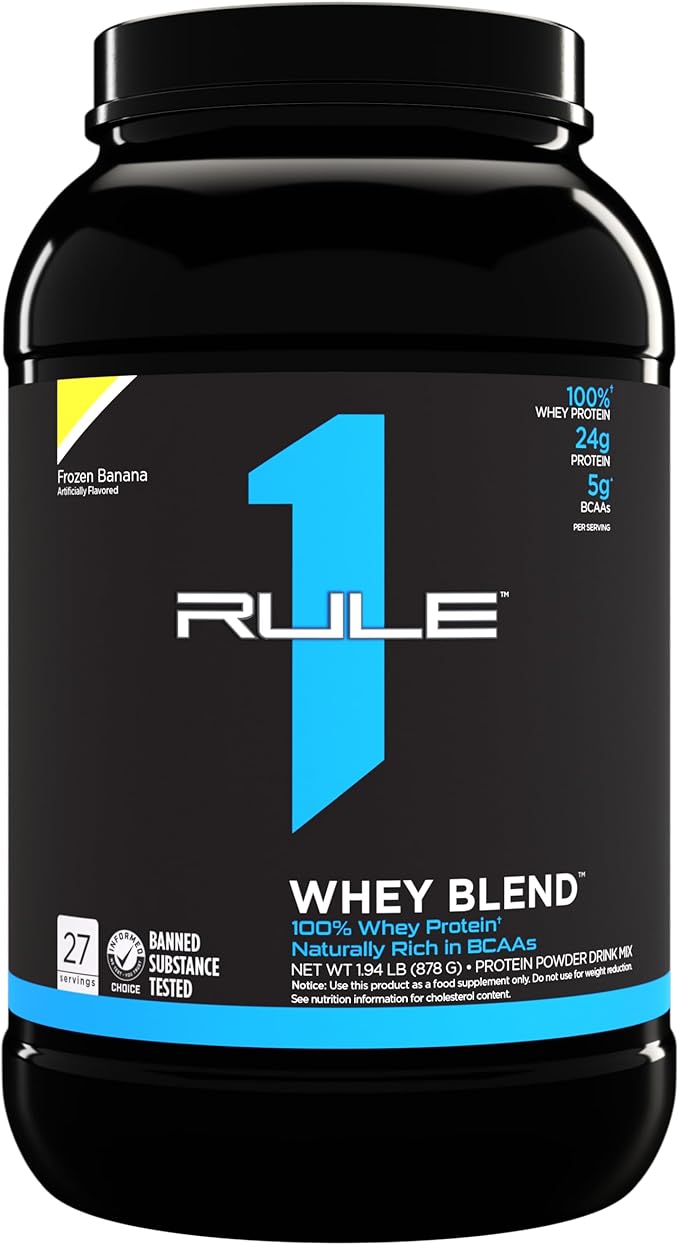 Rule One Proteins Whey Blend - Frozen Banana, 24g Fast-Acting Whey Protein Concentrates, Isolates, and Hydrolysates Per Serving, with Naturally Occurring EAAs and BCAAs, 2lbs