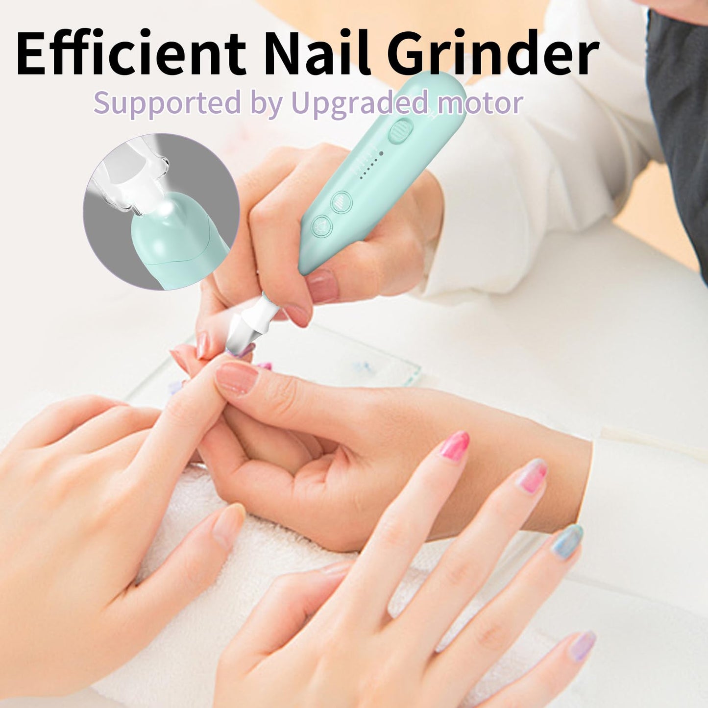 Manicure Pedicure Kit for Women, Professional Nail Grinder for Senior Thick Toenail, Cordless Electric Nail File, 5 Speeds Pedic