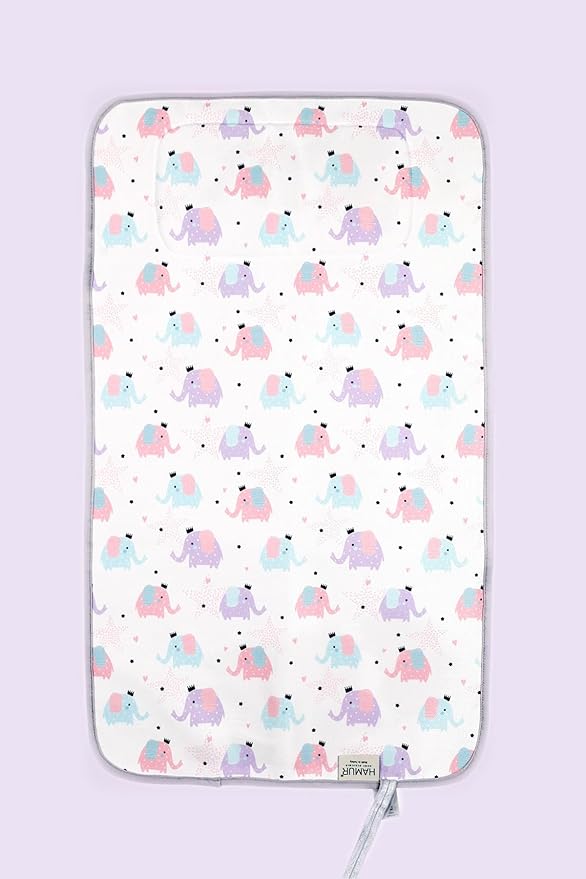 Hamur Home Portable Changing Pad – Waterproof, Washable & Easy Wipe Clean, Foldable Travel Baby Changing Mat for Diaper Bag, Compact & Lightweight, Must-Have for Newborns (Elephant Pattern)