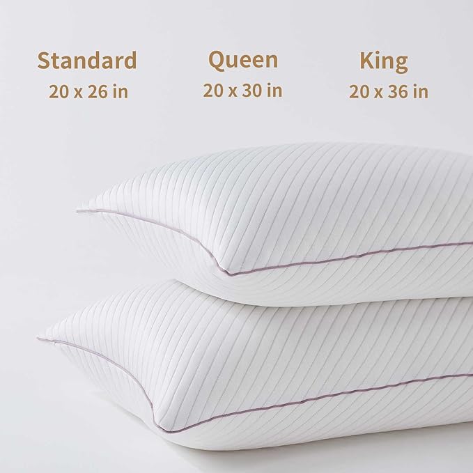 Pillows King Size Set of 2 Cooling Shredded Memory Foam Pillows for Bed