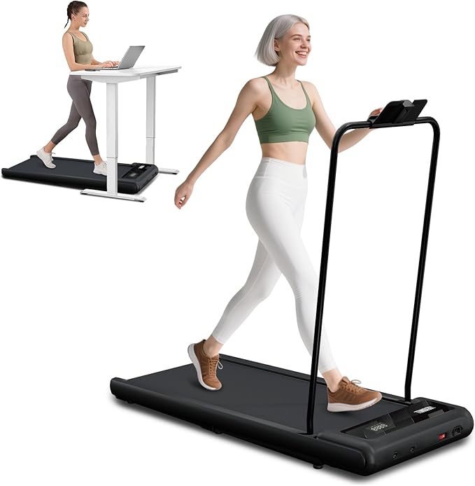 RIVANO Treadmill with Handles, Electric Treadmills for Home Small, 2.5HP Walking Pad Treadmills with Handle Bar, Under Des...