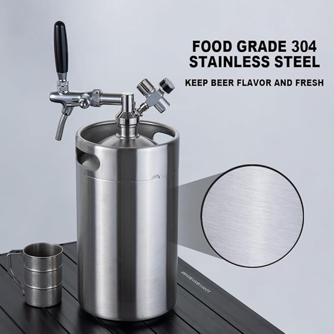270OZ Mini Keg Growler, Pressurized Home Dispenser System with Adjustable Faucet Keeps Carbonation and Fresh for Homebrew, Craft and Draft Beer