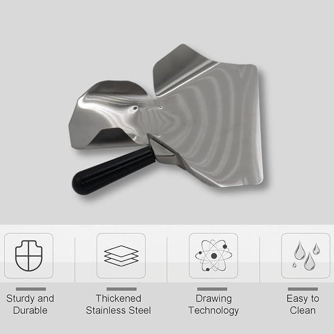 2-Pack Stainless Steel Popcorn Scoop Scooper - French Fry/Popcorn Quick-Fill Tool for Bagger Bags & Snack Machines (Desserts/Candy/Ice)