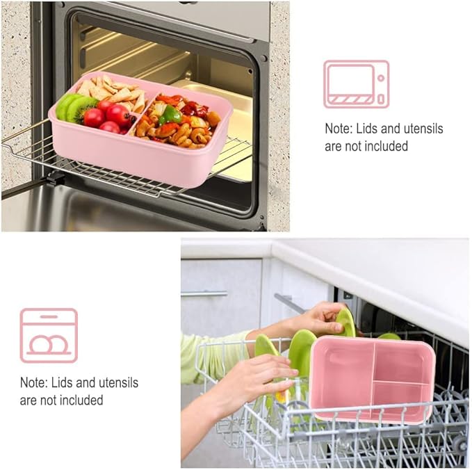 Bento Box for Adult, 1200 ML Lunch Containers for Adults, LeakProof Lunch Box with Utensils, BPA Free, 3 Compartment Bento Box Microwave Safe