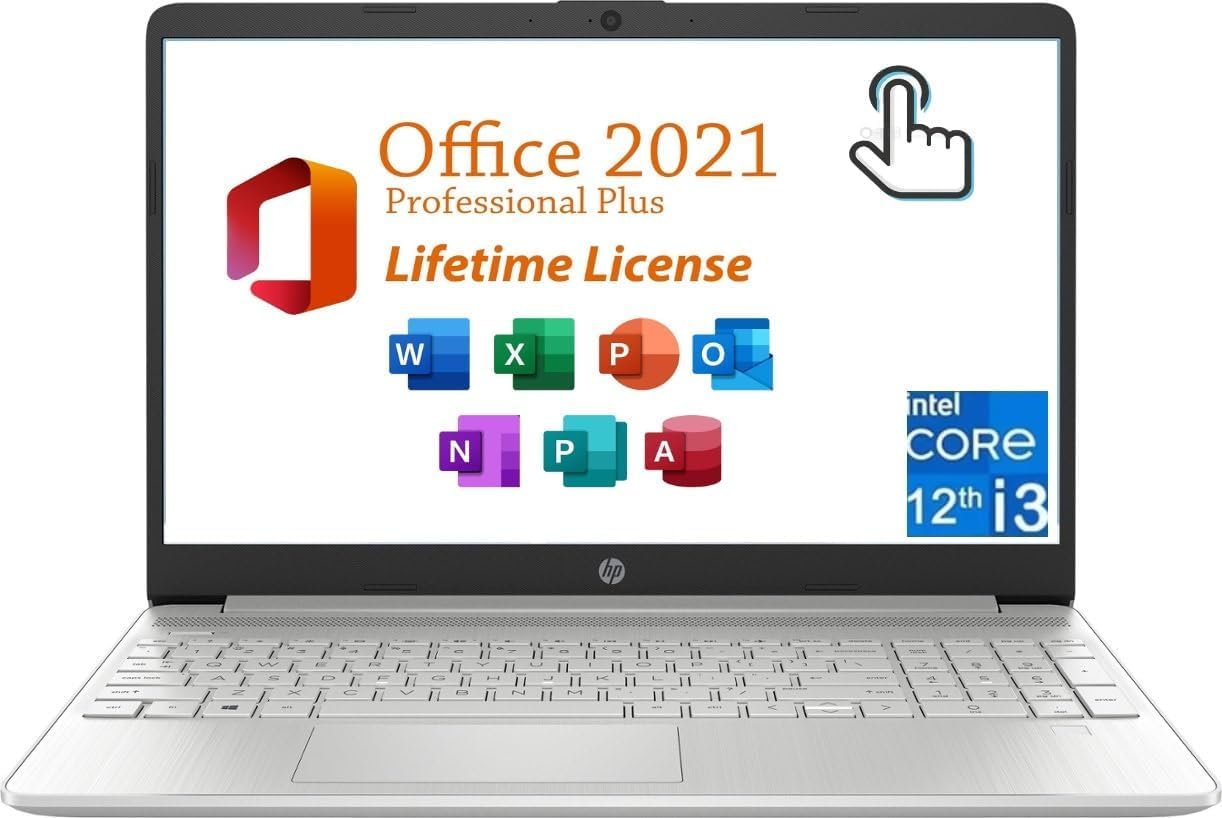 Hp Pavilion 15.6 Touchscreen Laptop 2024 With Microsoft Office License & Win 11 Pro, Intel 12 Gen I3 Processor, 64Gb Ram, 2Tb Ss