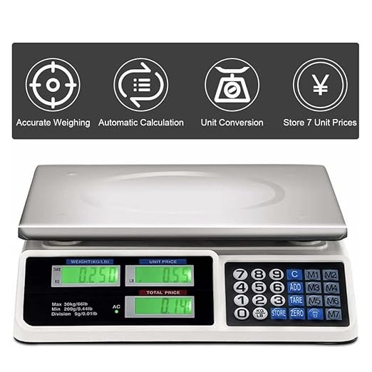 Commercial Scale, 40KG/88lB Digital Price Computing Scale Weight Food Kitchen Scale Food Produce Counting Weight Scale with Dual LCD Display for Supermarket Fruit Shop Meat Store