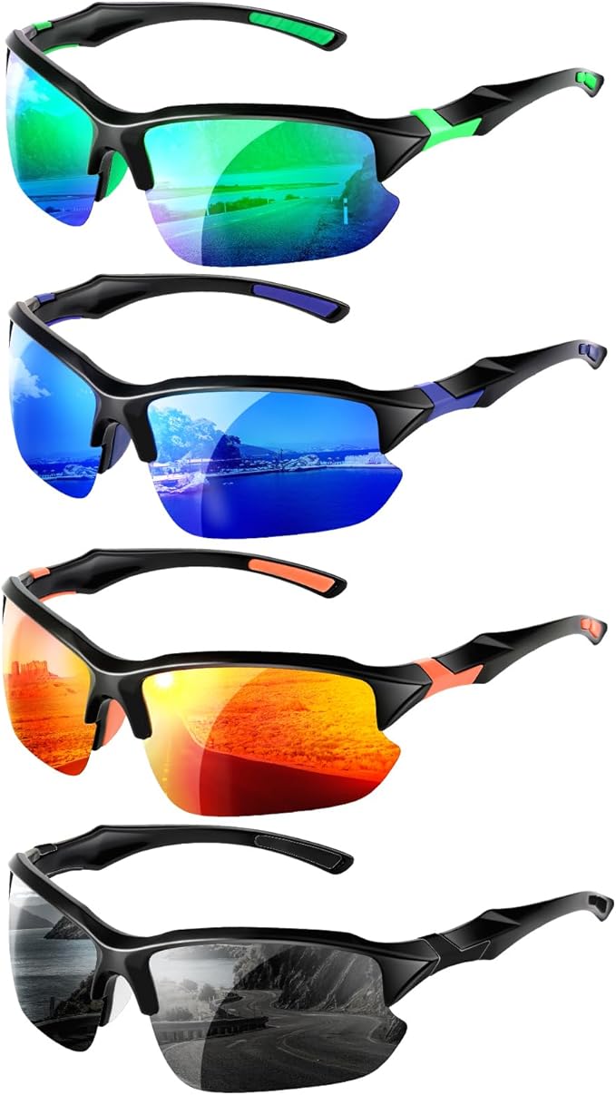 GGSTDDUP 4 PACK Polarized Sport Sunglasses for Women Men UV Protection,Running Cycling Fishing Sunglasses Outdoor