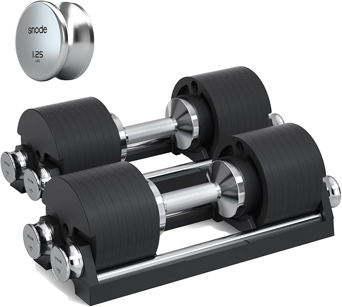 SNODE AD80 Drop Proof 80 lbs Adjustable Dumbbell Set -Adjustable Weights with Cast Iron Plates and Cradle, Knurled Handle,...