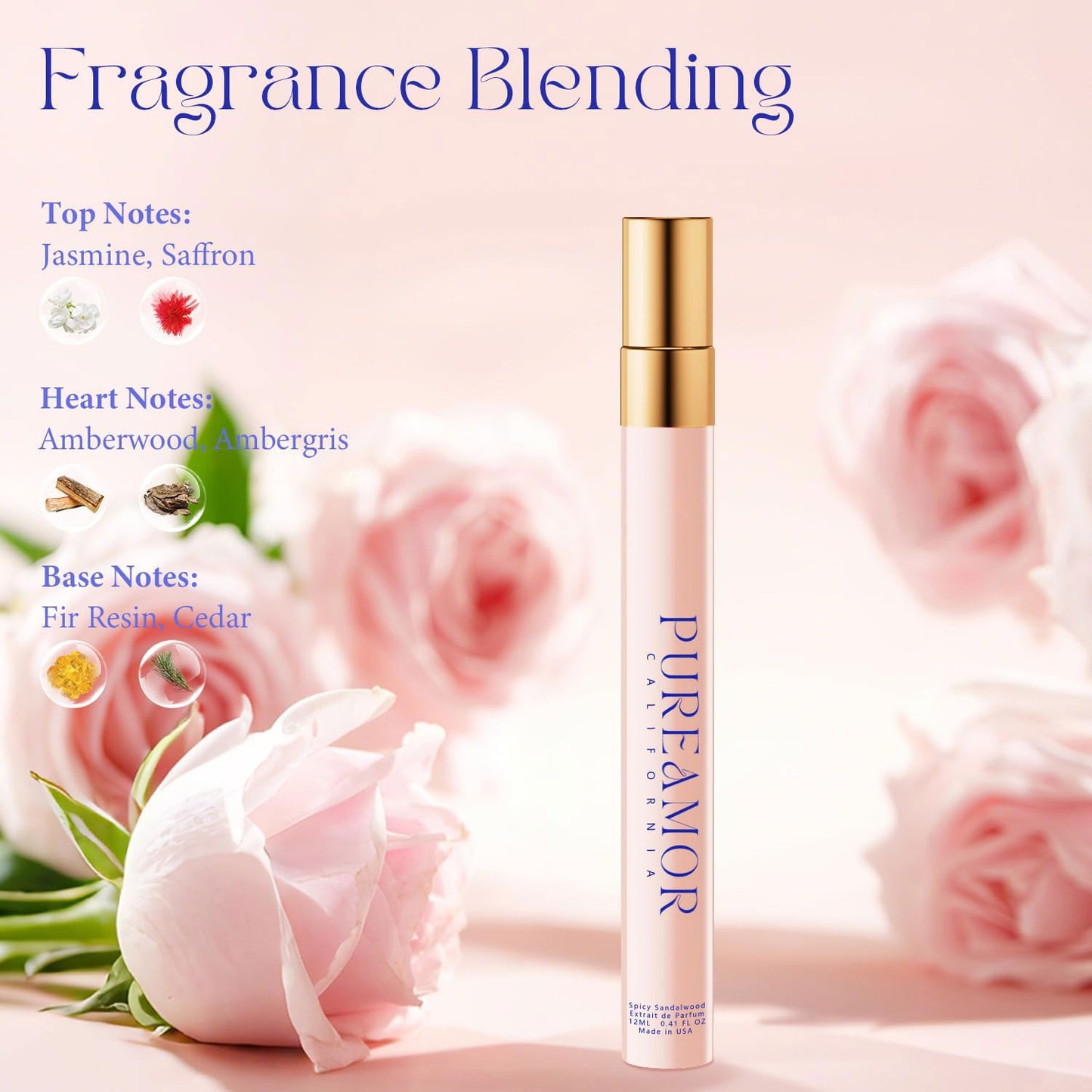 PUREAMOR Pheromones Perfumes for Women, Saffron Amber Perfume, Long Lasting Eau De Parfum, Advanced Fragrance Perfume for Women, 0.41 fl. Travel Perfumes Spray