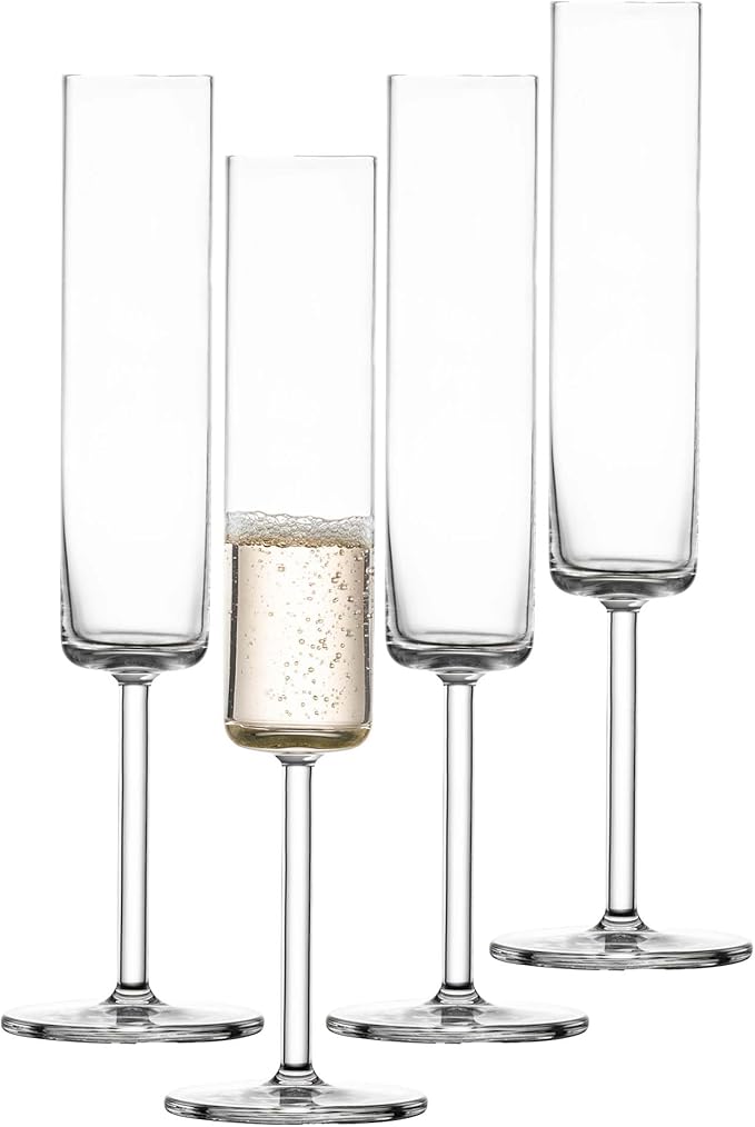 SCHOTT ZWIESEL Modo Champagne Glass (Set of 4), Champagne Glasses with Effervescent Point, Dishwasher-Safe Tritan Crystal ...