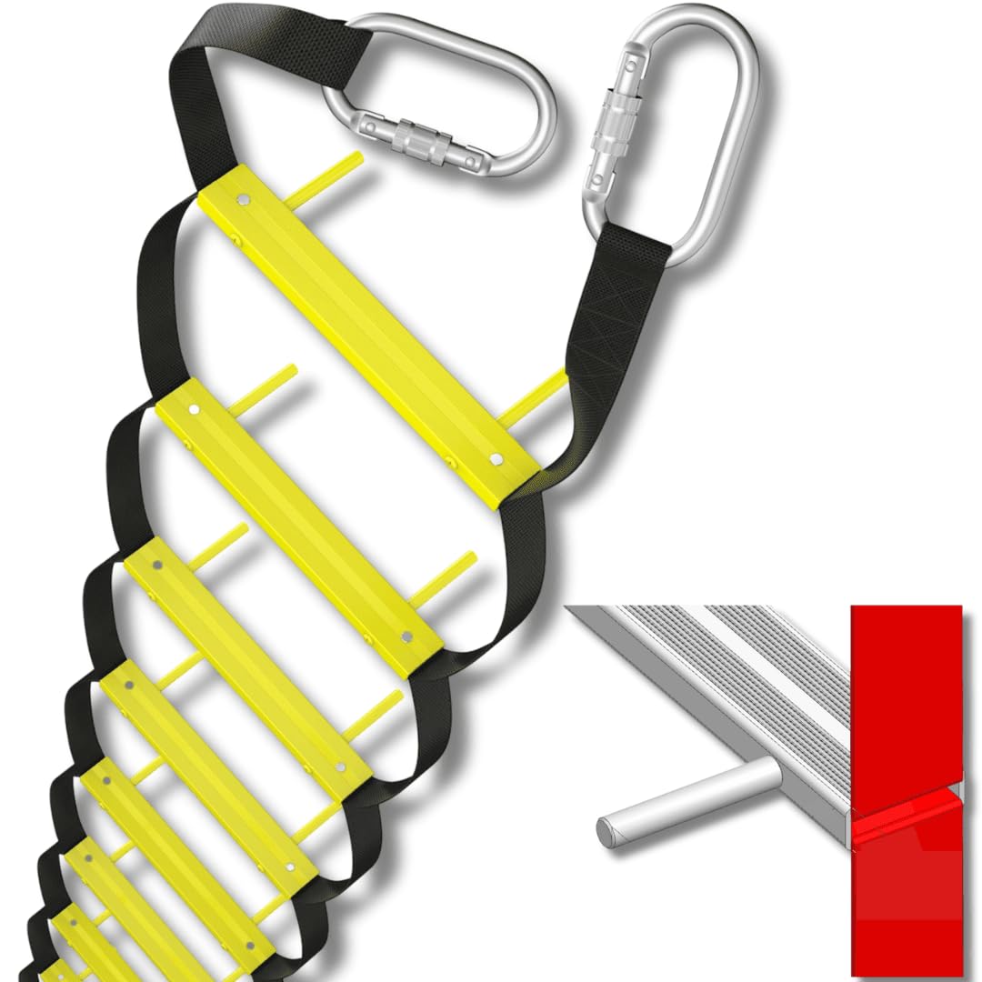 Fire Escape Ladder 2 Story 13 ft | Rope Ladder Fire Escape for Homes Two-Story | Portable, Foldable & Compact | Emergency Ladder Suitable for Balcony | Emergency Ladders for Second Floor House