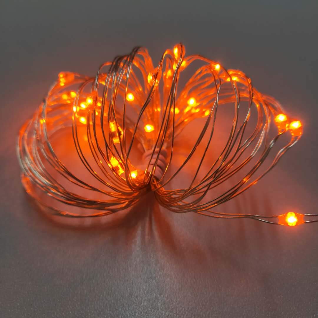 Everfit Lighting 2 Pack Mini Indoor LED Fairy Lights, 30 LEDs, 10 Ft Silver Wire, Timer, Orange Color