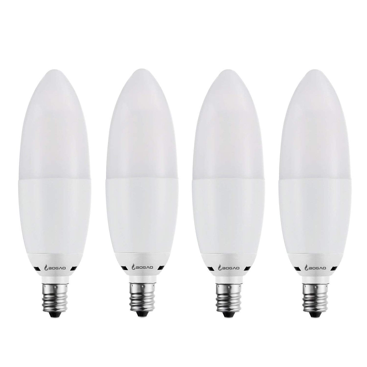 Bogao LED Candelabra Bulb 12W 6000K E12 Base 1200 Lumens Torpedo Shape 4 Pack White