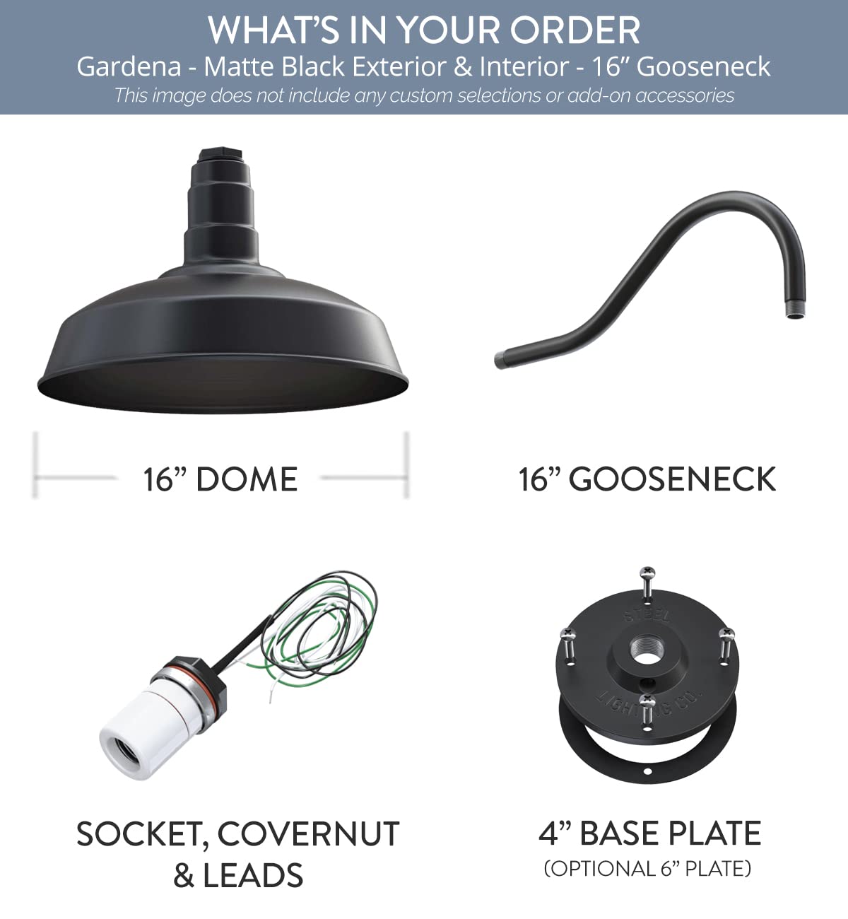 Steel Lighting Co. Gardena Barn Light - 16 Outdoor Wall Mounted - Matte Black Steel Finish
