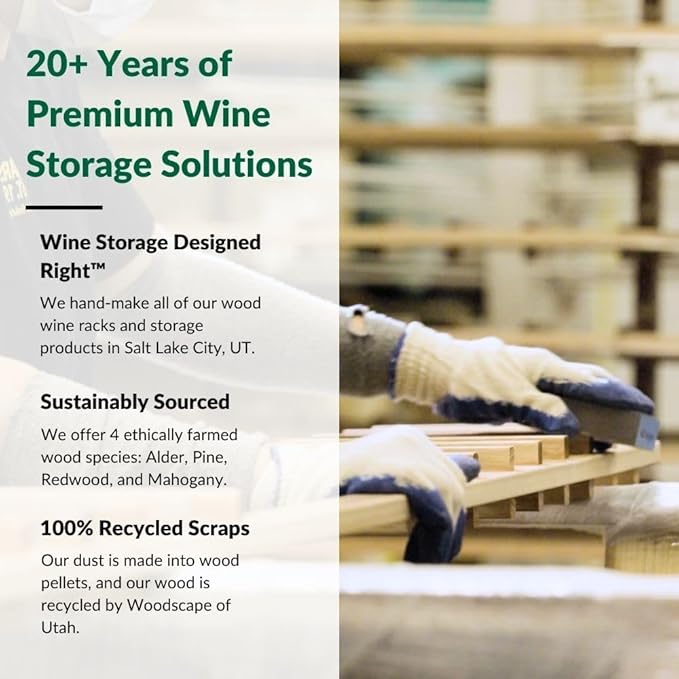Wine Racks America Living Series Table Top Wine Rack - Durable and Modular Wine Storage System, Pine Unstained - Holds 36 Bottles