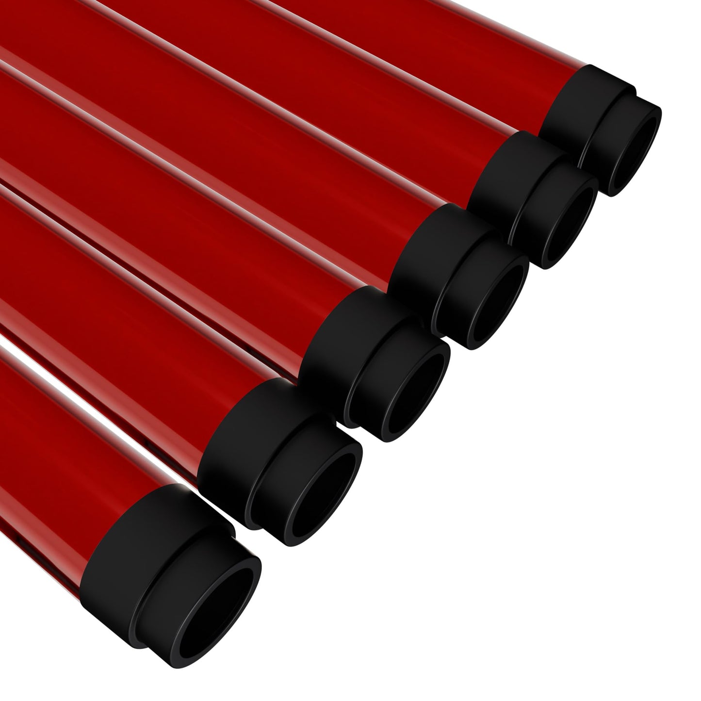 Kastlite T8 Led/Fluorescent Light Tube Guard With End Caps - 46-3/8 Lamp Diffuser Covers & Safety Sleeves  Red Protective Plastic Bulb Replacement Covering & Overhead Lighting Accessory  Pack Of 24
