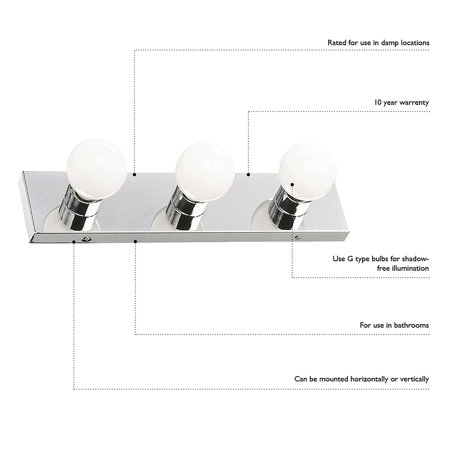 Design House 500942 6-Light Vanity Light, Steel, Polished Chrome
