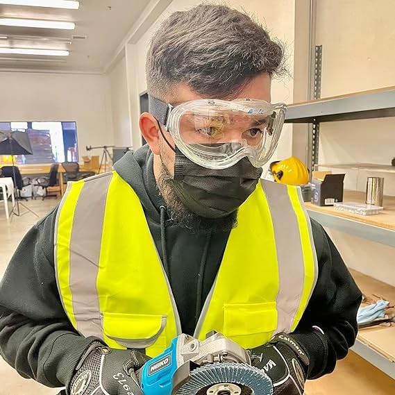 Neiko Pro 53875B Clear Protective Lab Safety Goggles, Chemistry Lab Goggles, Scientific, Construction Goggles, Contractor,...