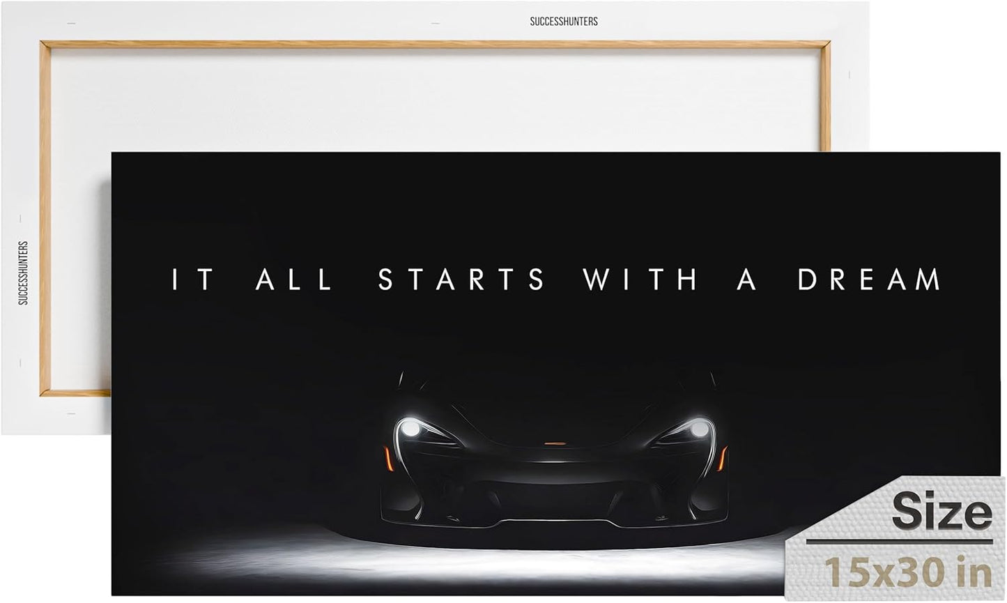 Motivational Wall Art for Office, Super Car Art Canvas, Inspirational Automotive Decor for McLaren Sportscar Lovers, Motivational Wall Decor for Office and Home, Inspiring Car Poster (30 X 15 in)