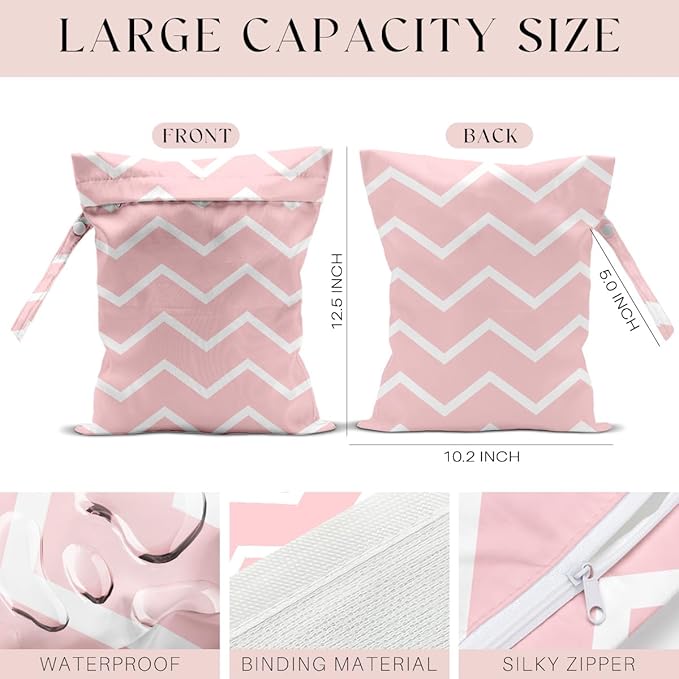 4 Pack Wet Bag for Swimsuit, Beach Travel Essentials Wet Dry Bag, for Sunscreen Toiletry Dirty Clothes Yoga Gym Diaper, Friend Summer Beach Vacation Gifts. Wave