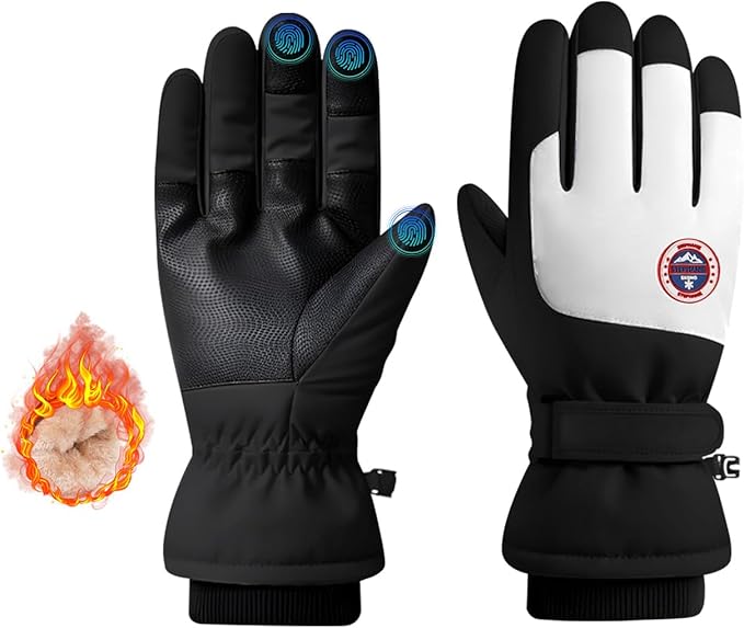 WishLotus Winter Ski Gloves for Women Men, Snow Warm Gloves with Anti-Lost Buckle for Skiing Biking Hiking in Cold Weather
