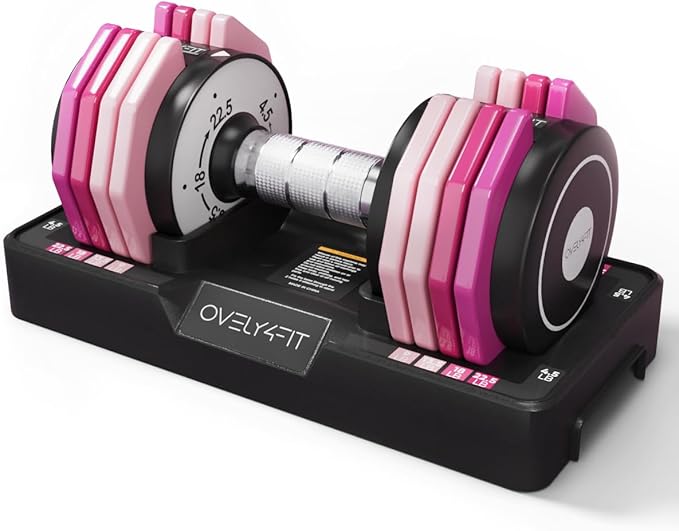 OVELY4YFIT Adjustable Dumbbell, 5-in-1 Weight Options (4.5-22.5LB), Quick 1-Second Weight Adjustment, Anti-Slip Metal Hand...