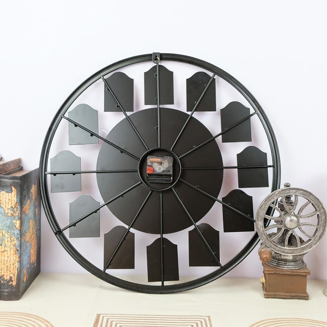 Large Wall Clock Separate Retro Dial Decorative Silent Non Ticking 20 Inch Big Vintage Farmhouse Clocks for Living Room,Black Metal Frame