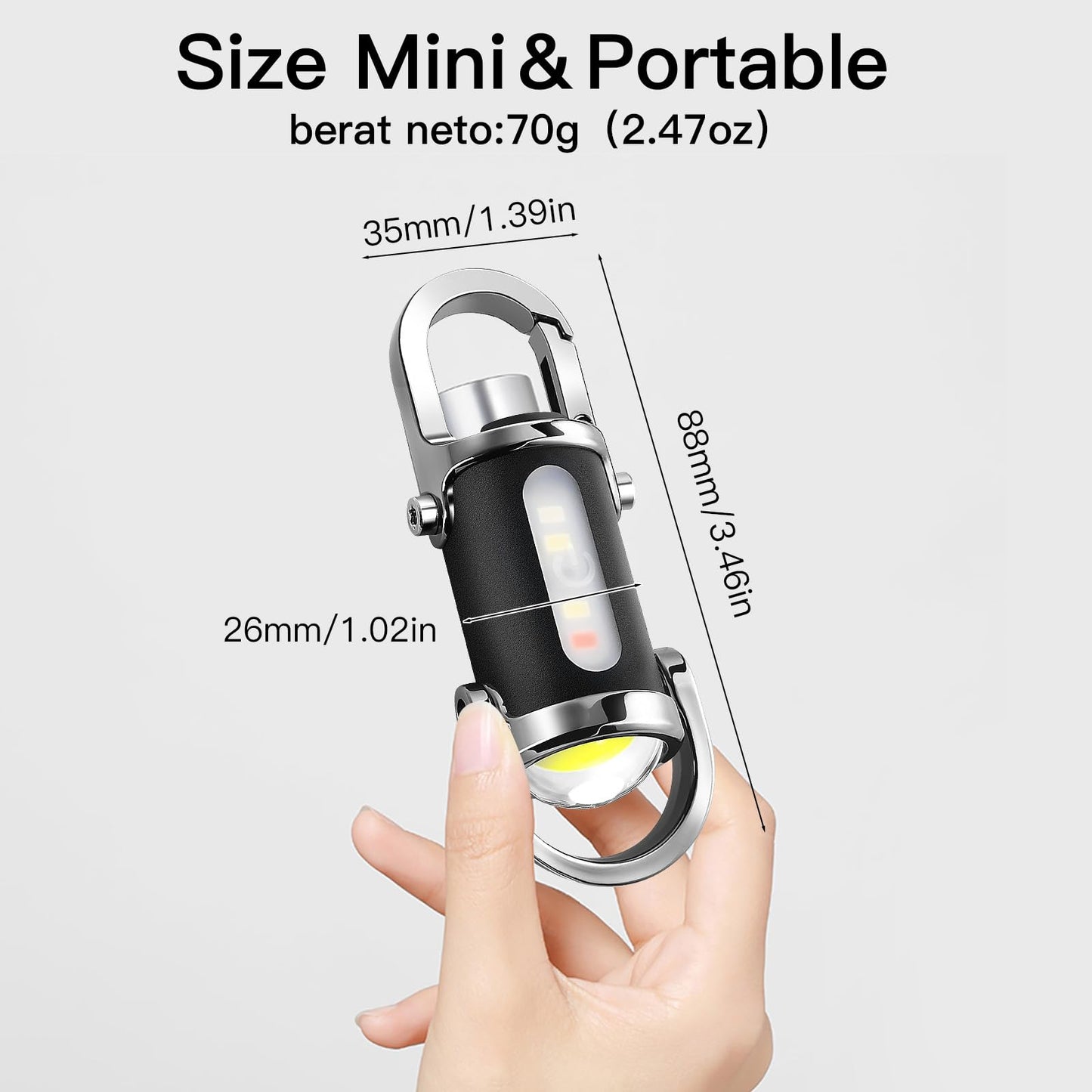 Budatao Emergency Powerbank Keychain Flashlight(3 In 1)  Rechargeable 500 Lumens Edc Tool With Red/Blue Strobe  1000Mah Usb-C Charging  Ipx7 Waterproof  Portable Flashlight For Emergencies