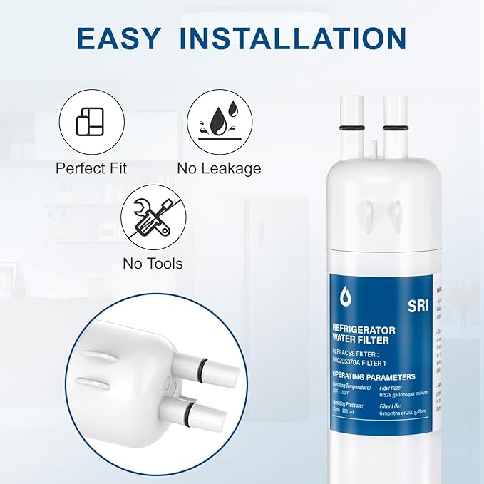 W1029537A Refrigerator Water Filter Replacement Compatible with EDR1RXD1, Filter 1, W10295370, P4RFWB, P8RFWB2L, 46-9930, 46-9081 (2 Packs)