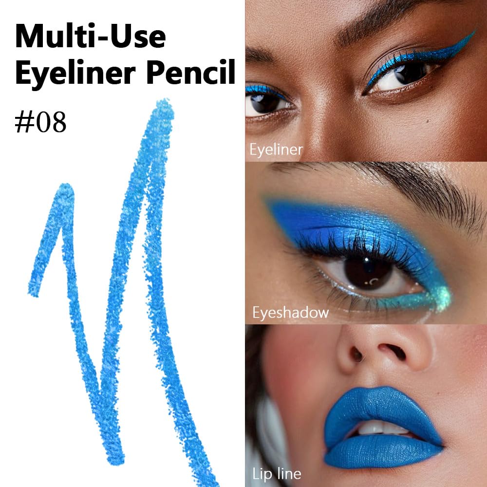 Kaely Gel Eyeliner Pencil for Women, Deep Sea Blue Eye Liner Waterproof Smudge Proof with Sharpener, Waterline Eye Makeup Liners