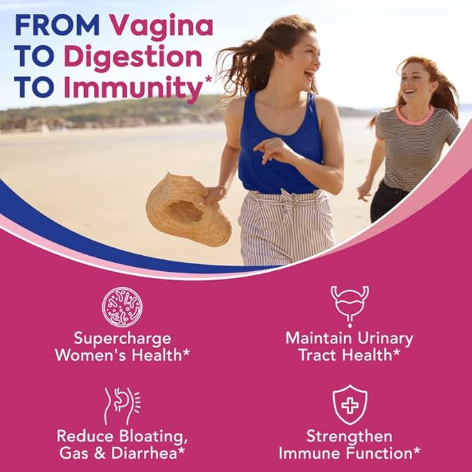 Probiotics for Women, 120 Billion CFU 34 Strains, Prebiotics, Digestive Enzymes, Cranberry, 4-in-1 Feminine Probiotic, Digestive, Vaginal, Immune Support, 30ct